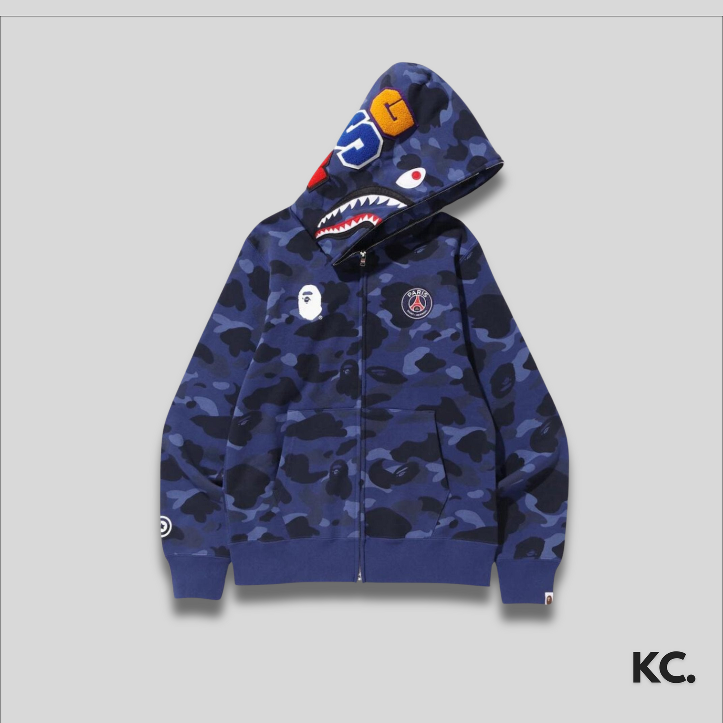 BAPE x PSG Shark Full Zip Hoodie Kick Culture Bape