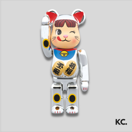 Bearbrick Beckoning Cat Peko Chan Silver Plating 400% Kick Culture Bearbrick