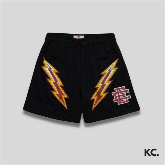 EE Black/Yellow Bolt Mesh Shorts Kick Culture EE