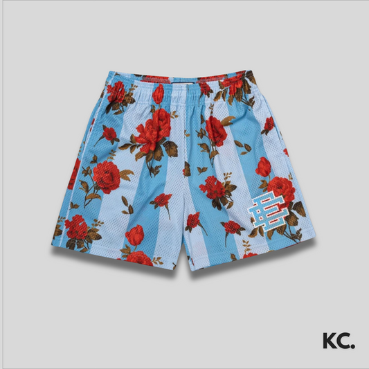 EE Blue Floral Mesh Shorts Kick Culture EE