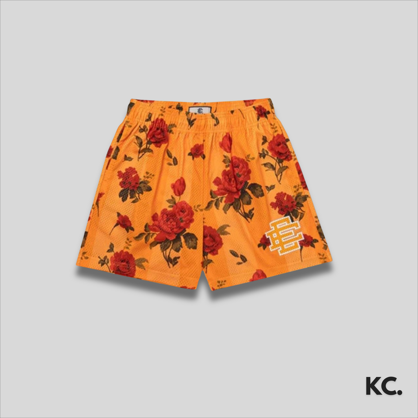 EE Orange/Red Flower Mesh Shorts Kick Culture EE