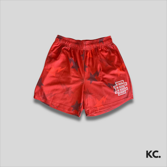 EE x BAPE Miami Red Mesh Shorts Kick Culture EE