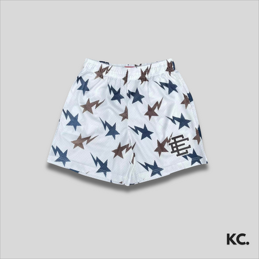 EE x BAPE Miami White/Brown Mesh Shorts Kick Culture EE