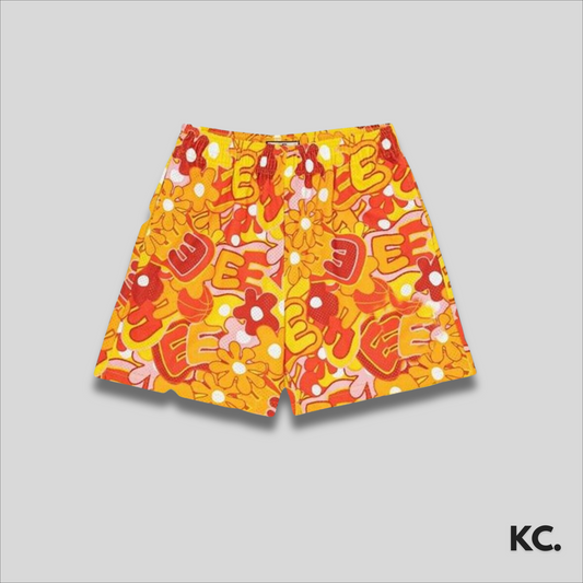 Eric Emanuel Orange Flower Mesh Shorts Kick Culture EE