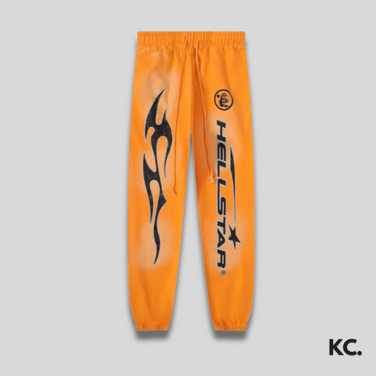 Hellstar Airbrush Icon Logo Sweatpants - Orange Kick Culture Kick Culture