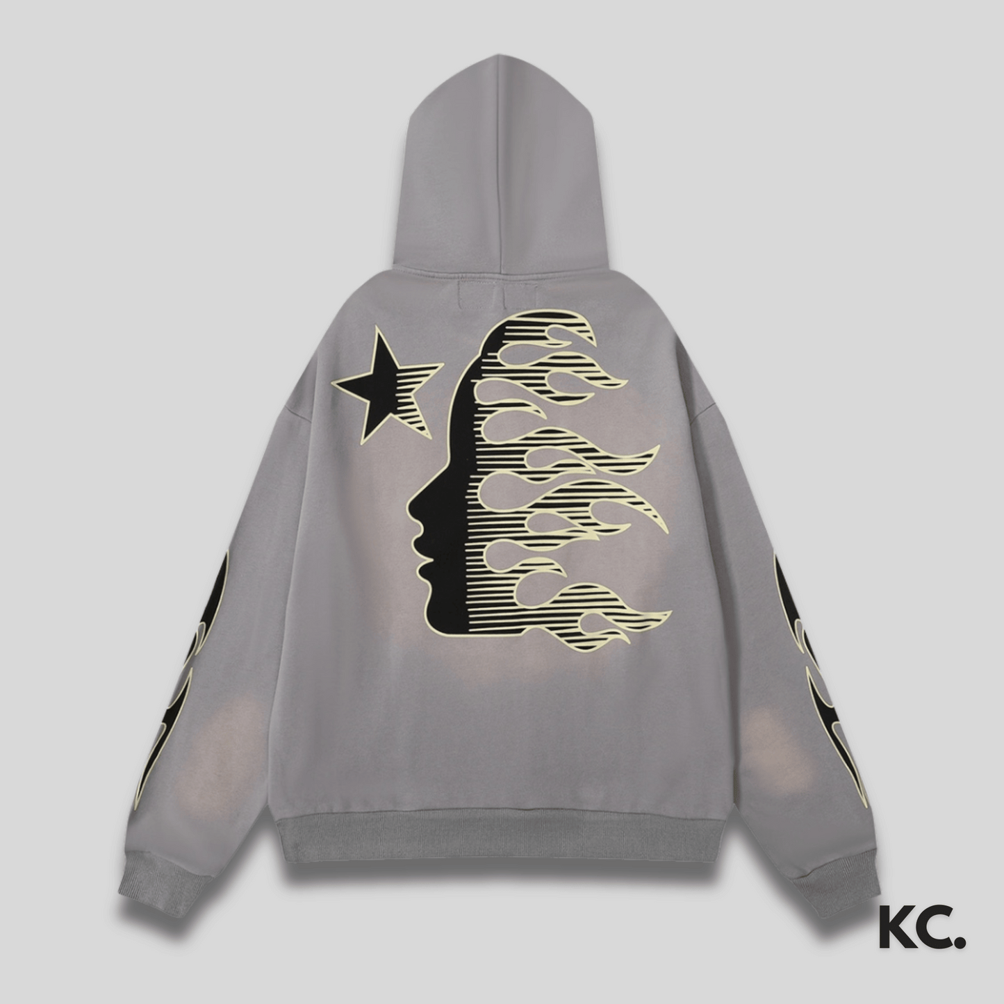 Hellstar Faded Icon Logo Hoodie - Grey Kick Culture Kick Culture