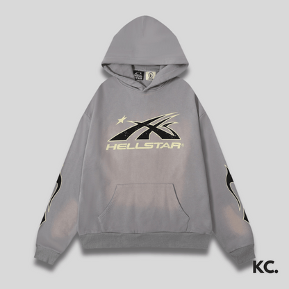 Hellstar Faded Icon Logo Hoodie - Grey Kick Culture Kick Culture