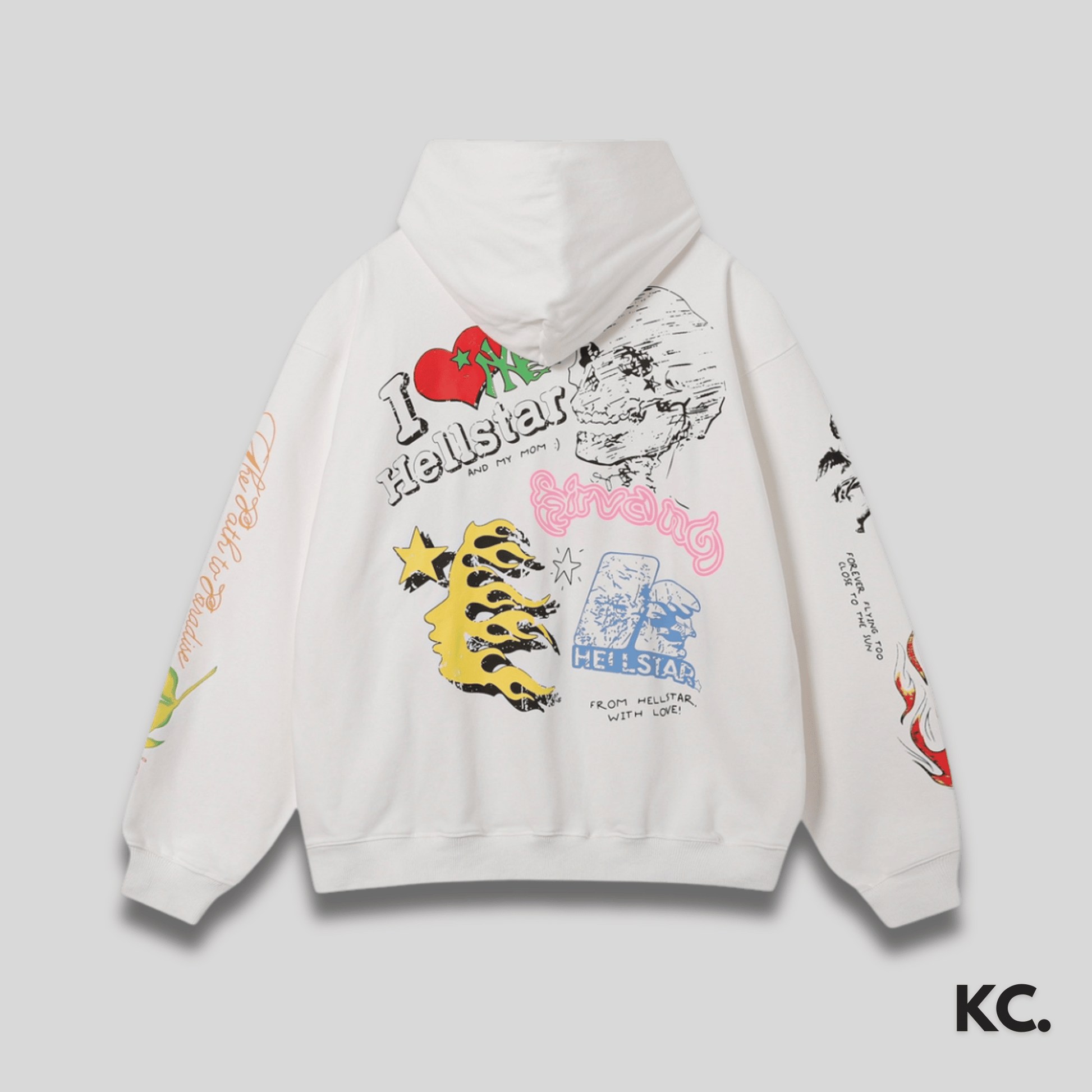 Hellstar Mixed Print Hoodie - White Kick Culture Kick Culture