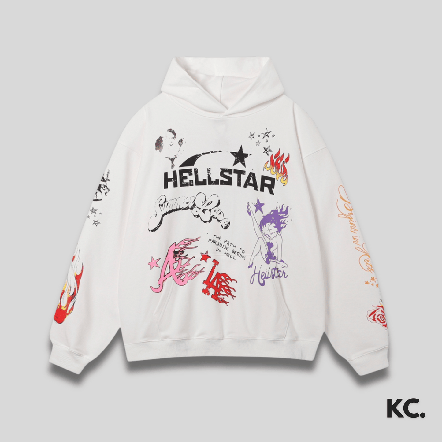 Hellstar Mixed Print Hoodie - White Kick Culture Kick Culture