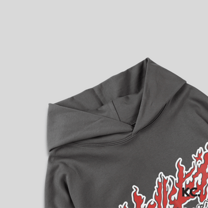 Hellstar Records Fire Hoodie - Grey Kick Culture Kick Culture