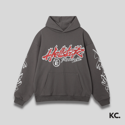 Hellstar Records Fire Hoodie - Grey Kick Culture Kick Culture