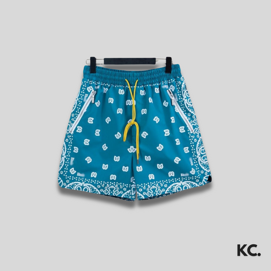 Rude Blue Paisley Mini Logo Shorts Kick Culture Rude