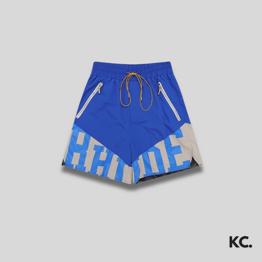 Rude Blue Panel Logo Shorts Kick Culture Rude