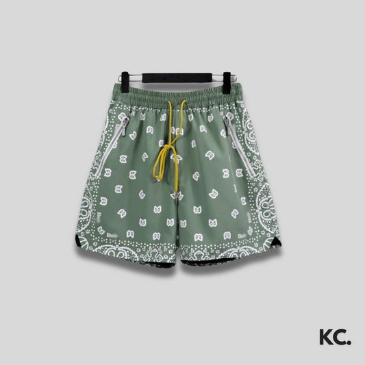 Rude Green Paisley Mini Logo Shorts Kick Culture Rude