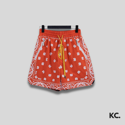 Rude Red Paisley Mini Logo Shorts Kick Culture Rude