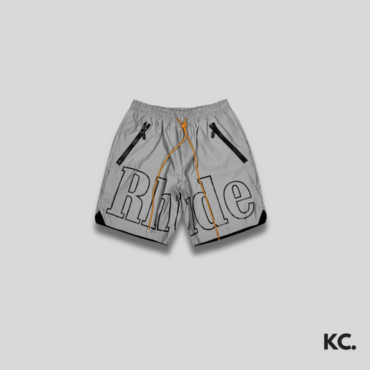 Rude Reflective Grey Logo Shorts Kick Culture Rude