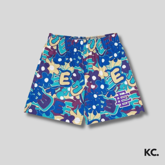 Eric Emanuel Blue/Yellow Flower Mesh Shorts Kick Culture EE