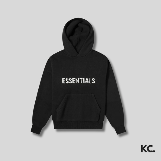 Fear of God Essentials Knit Hoodie 'Black' Kick Culture Essentials